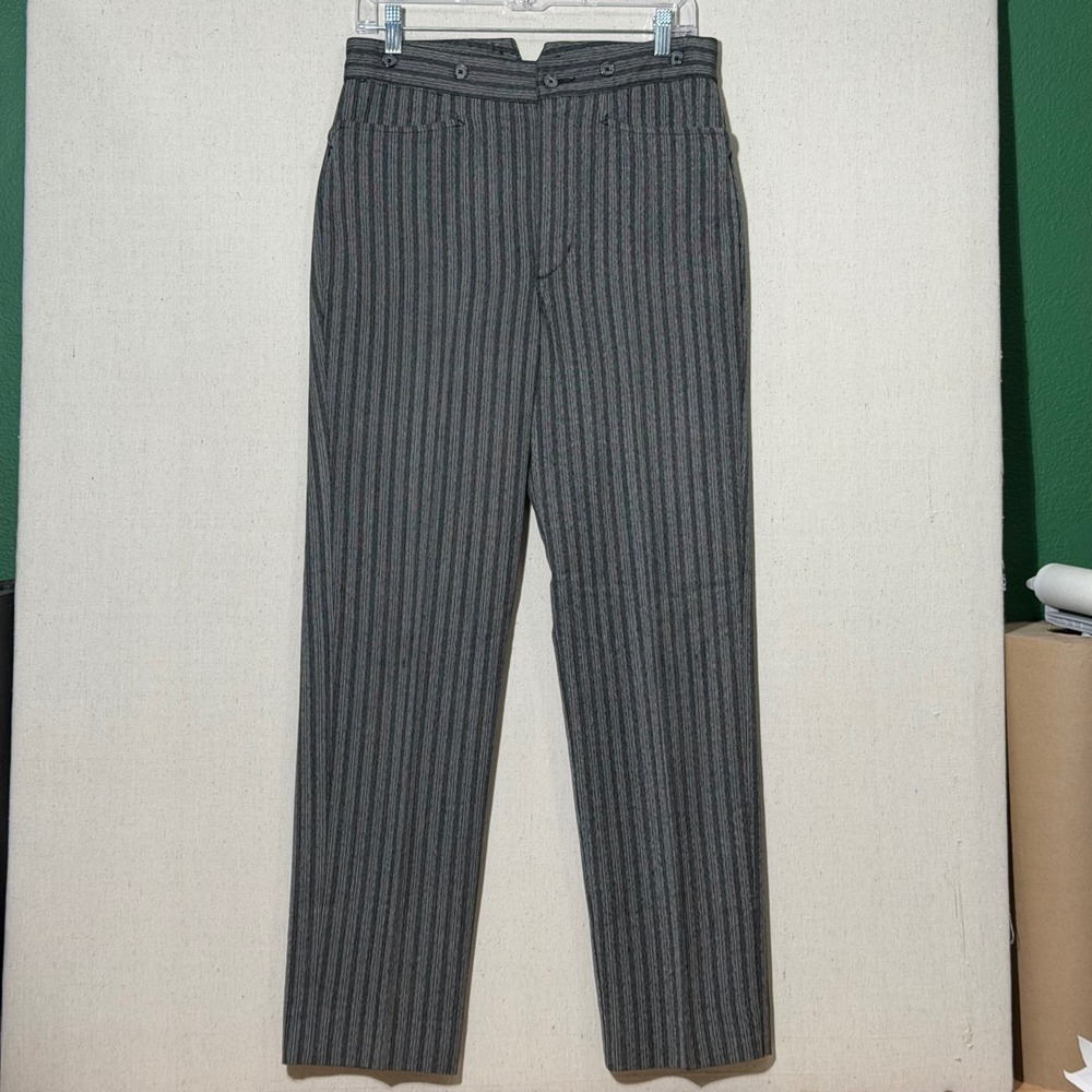 Classic Old West Styles Trousers Men 30 Grey Striped Cinch Back Frontier Pants